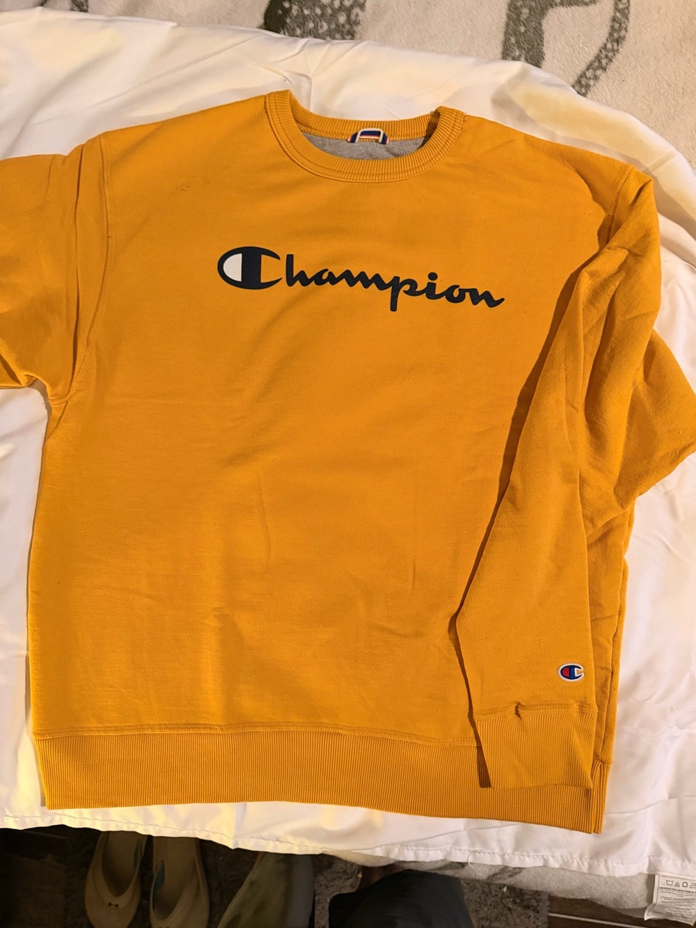 Champion Men's Classic Crewneck Sweater - Mustard Yellow